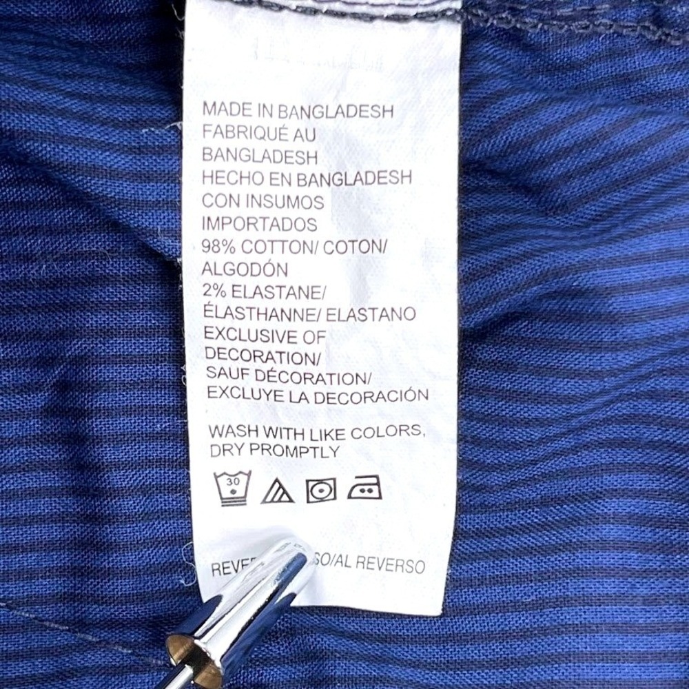 IZOD Chino Shorts Mens 34 Navy Blue Flat Front Cotton Blend Stretch‎ - Picture 4 of 8